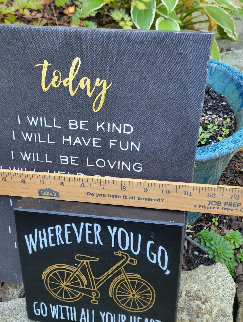 Set of 2 Inspirational Wall Decor Black Background Today I Will...